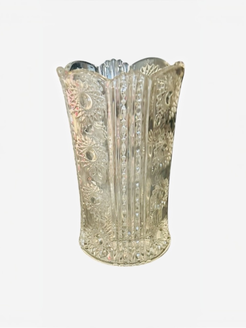 Gorgeous EAPG McKee & Brothers Stars And Stripes Clear Glass Celery Vase Ca 1898